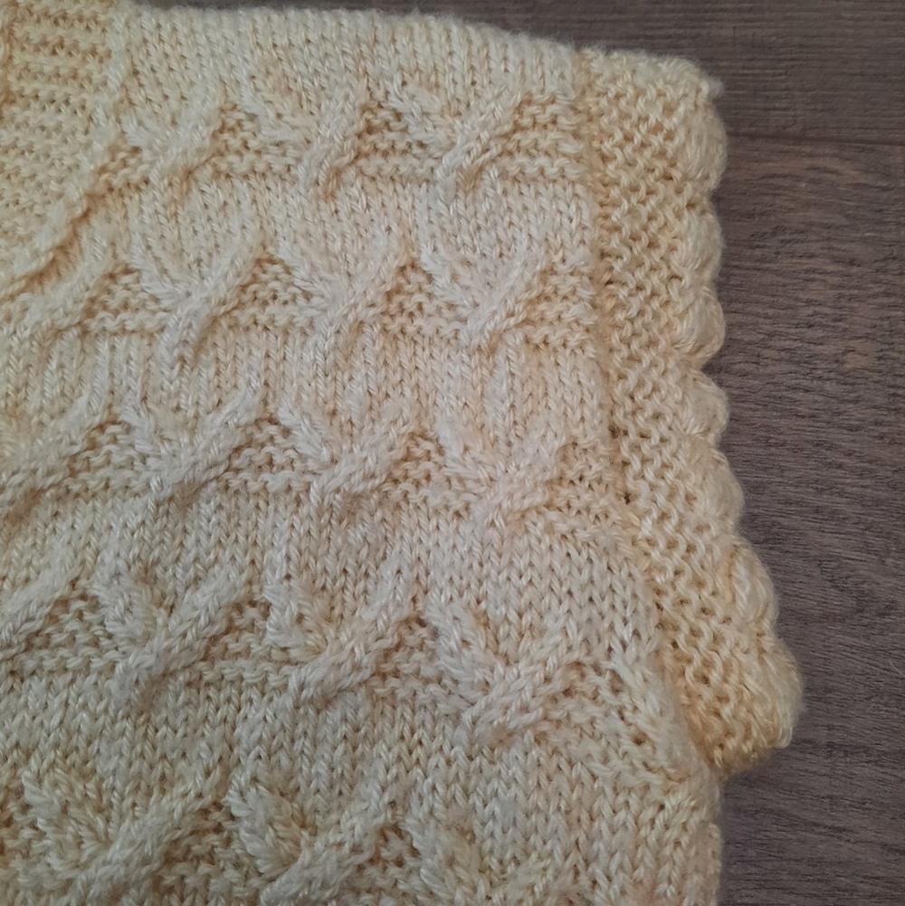 Vintage Cream Cable Knit Crochet Sweater Vest Cottagecore Boho Country - Picture 9 of 11